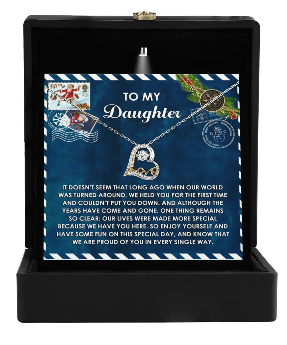 Daughter Gift - Have You Here - Love Dancing Heart Pendant Necklace