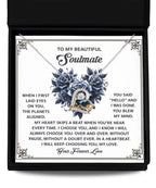To My Beautiful Soulmate - Love Dancing Heart Necklace – A Romantic Gift to Celebrate Endless Love and Devotion