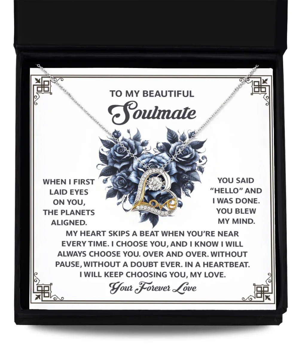 To My Beautiful Soulmate - Love Dancing Heart Necklace – A Romantic Gift to Celebrate Endless Love and Devotion