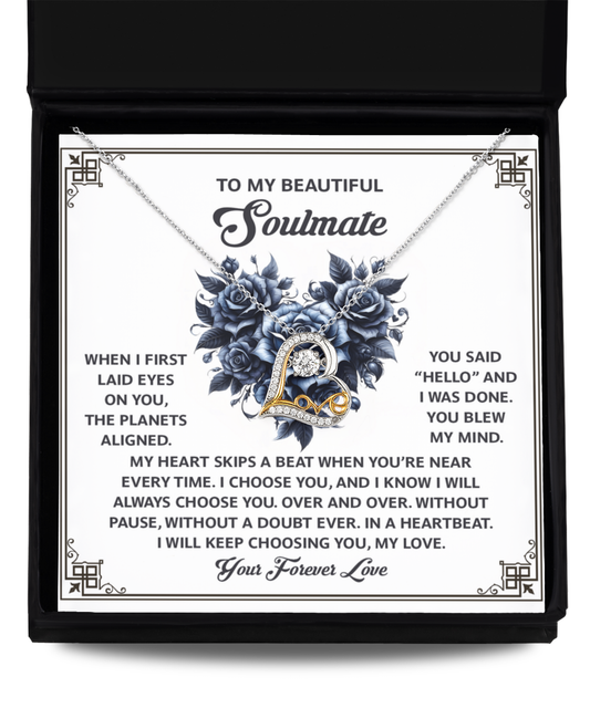 To My Beautiful Soulmate - Love Dancing Heart Necklace – A Romantic Gift to Celebrate Endless Love and Devotion - Mallard Moon Gift Shop