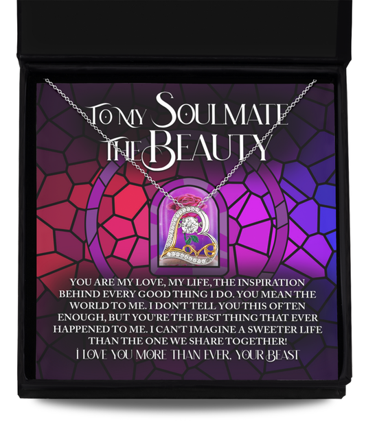 To My Soulmate: The Beauty - Love Dancing Heart Necklace – A Romantic Gift Inspired by Timeless Love and Devotion - Mallard Moon Gift Shop