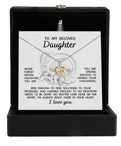 Daughter - I'm Always in Your Heart -Cross Pendant Necklace Wedding Birthday Graduation Gift - Mallard Moon Gift Shop