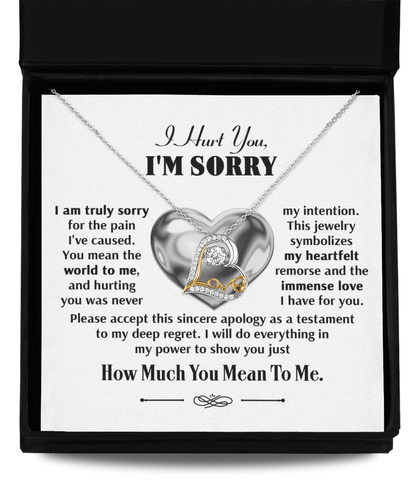 Apology Gift for Girlfriend, Wife, Soulmate - Sorry, Sincere Apology - Love Dancing Heart Pendant Necklace - Mallard Moon Gift Shop