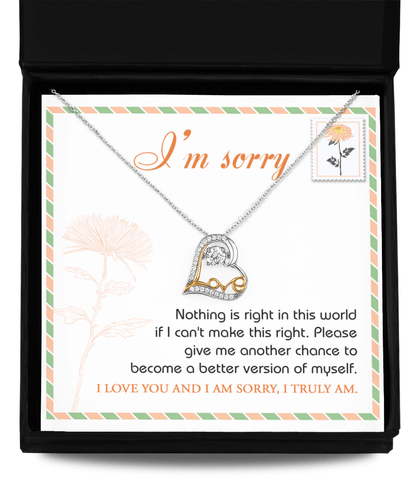 Apology Gift for Girlfriend, Wife, Soulmate - Sorry, Another Chance - Love Heart Pendant Necklace - Mallard Moon Gift Shop