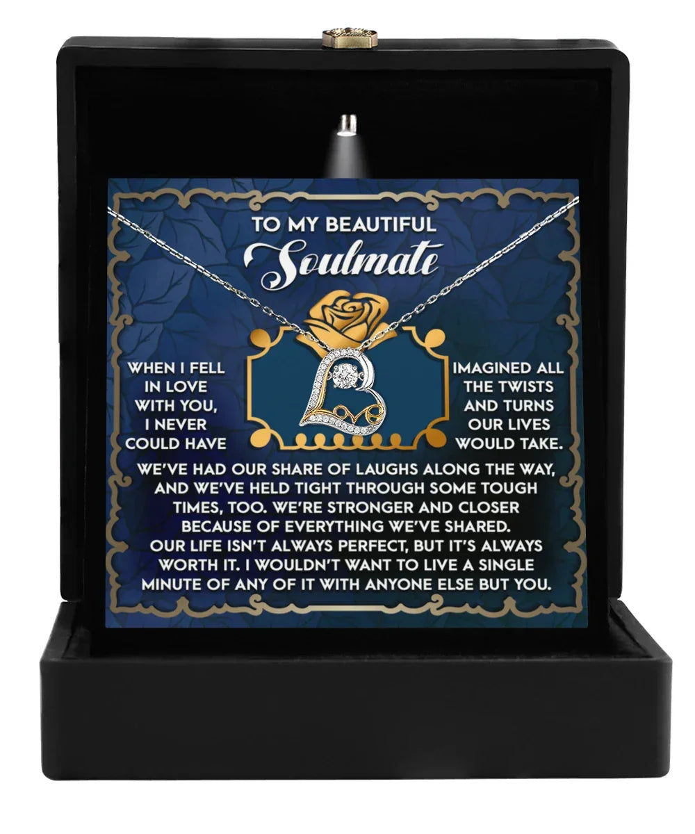 To My Beautiful Soulmate - Love Dancing Heart Necklace – A Heartfelt Gift Celebrating Life’s Journey Together