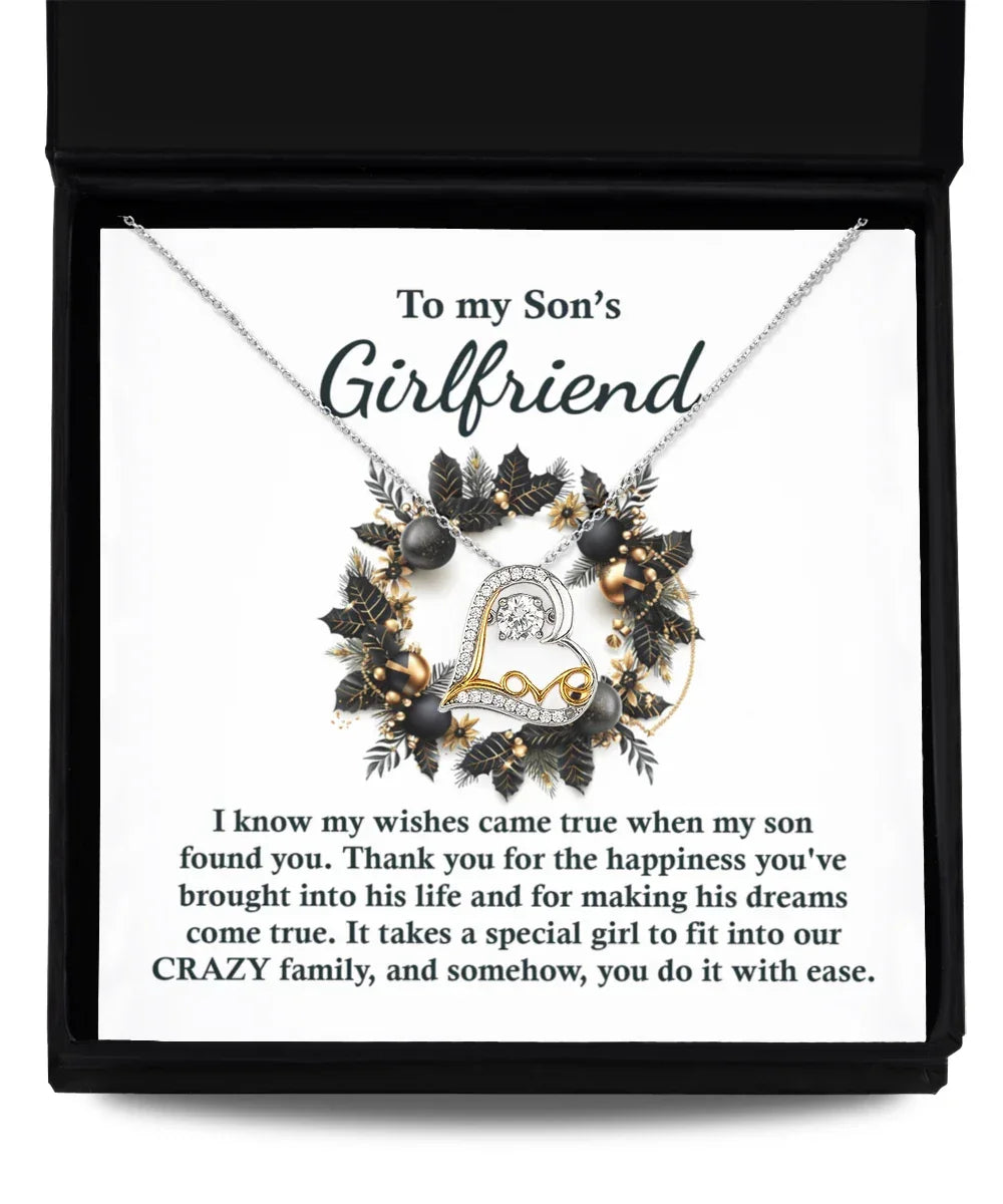 Gift for Son's Girlfriend - My Wishes Came True When He Found You - Love Dancing Heart Pendant Necklace
