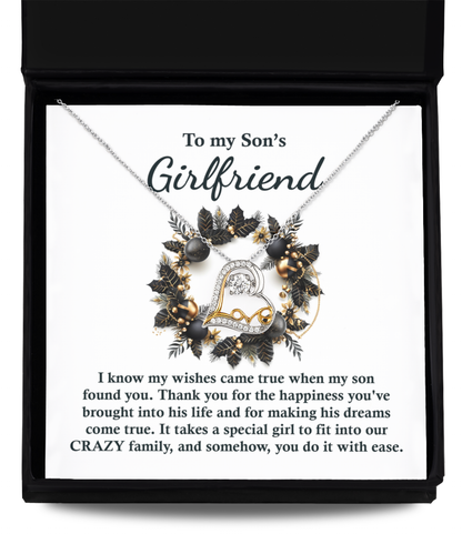 Gift for Son's Girlfriend - My Wishes Came True When He Found You - Love Dancing Heart Pendant Necklace - Mallard Moon Gift Shop