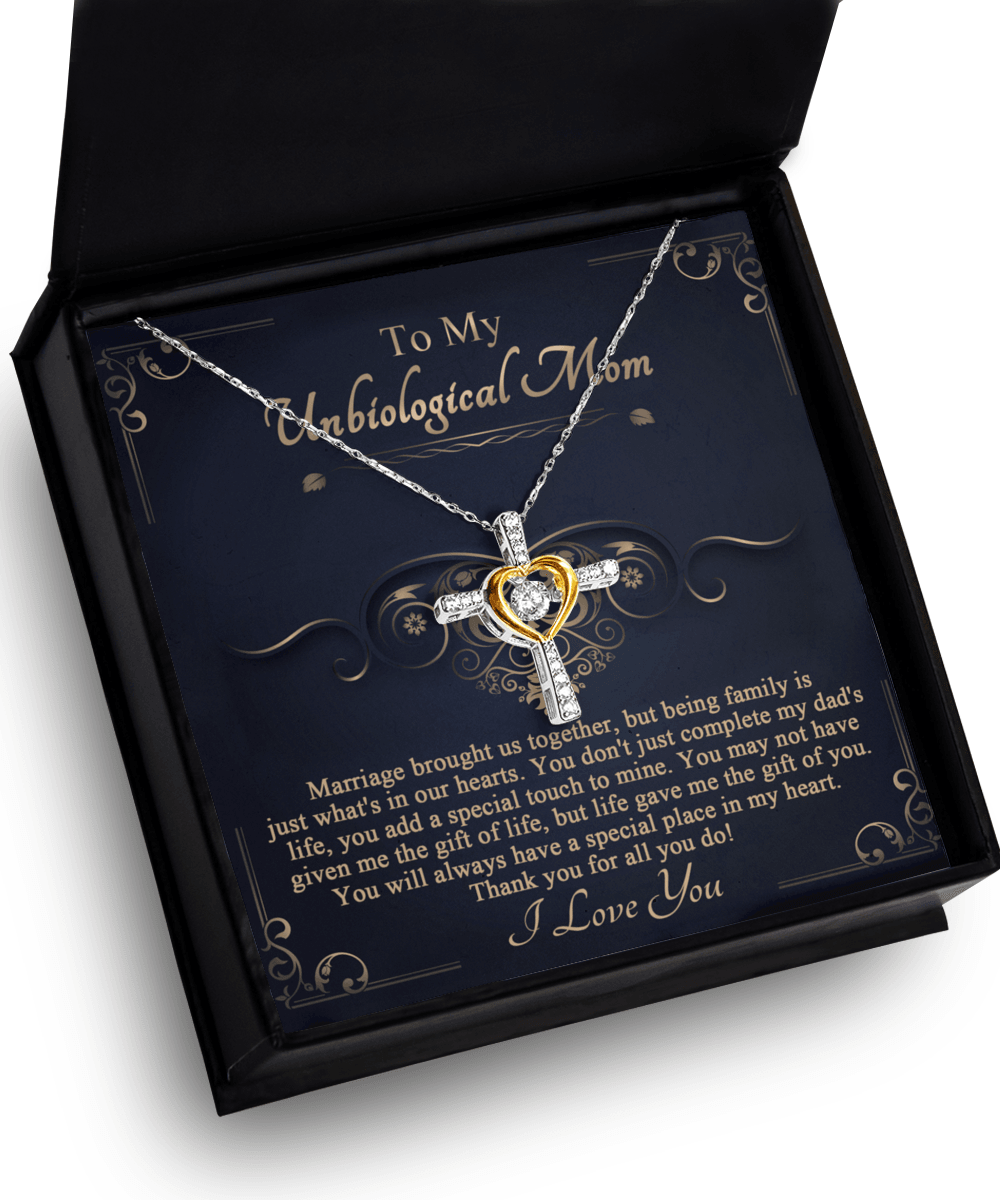 Gift for Unbiological Mother You Complete my Dad's Life Cross Pendant Necklace - Mallard Moon Gift Shop