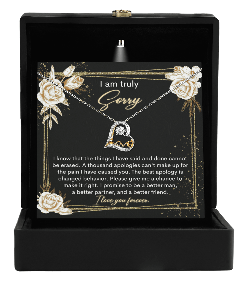 Apology Gift for Girlfriend, Wife, Soulmate - Sorry, Cannot Be Erased - Love Heart Pendant Necklace - Mallard Moon Gift Shop
