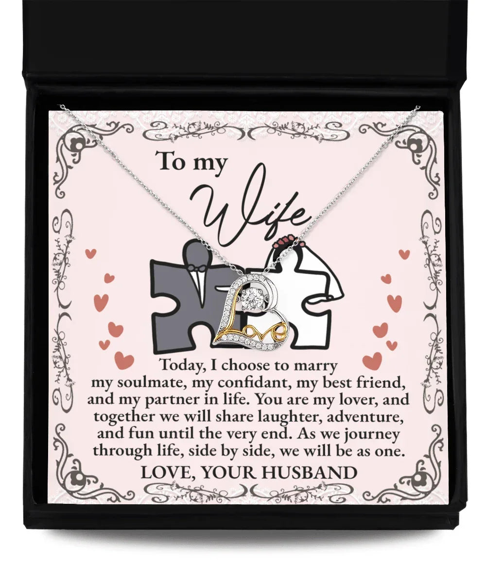 Wife Wedding Day Gift We Will Be As One Love Dancing Heart Pendant Necklace Bride Gift from Groom