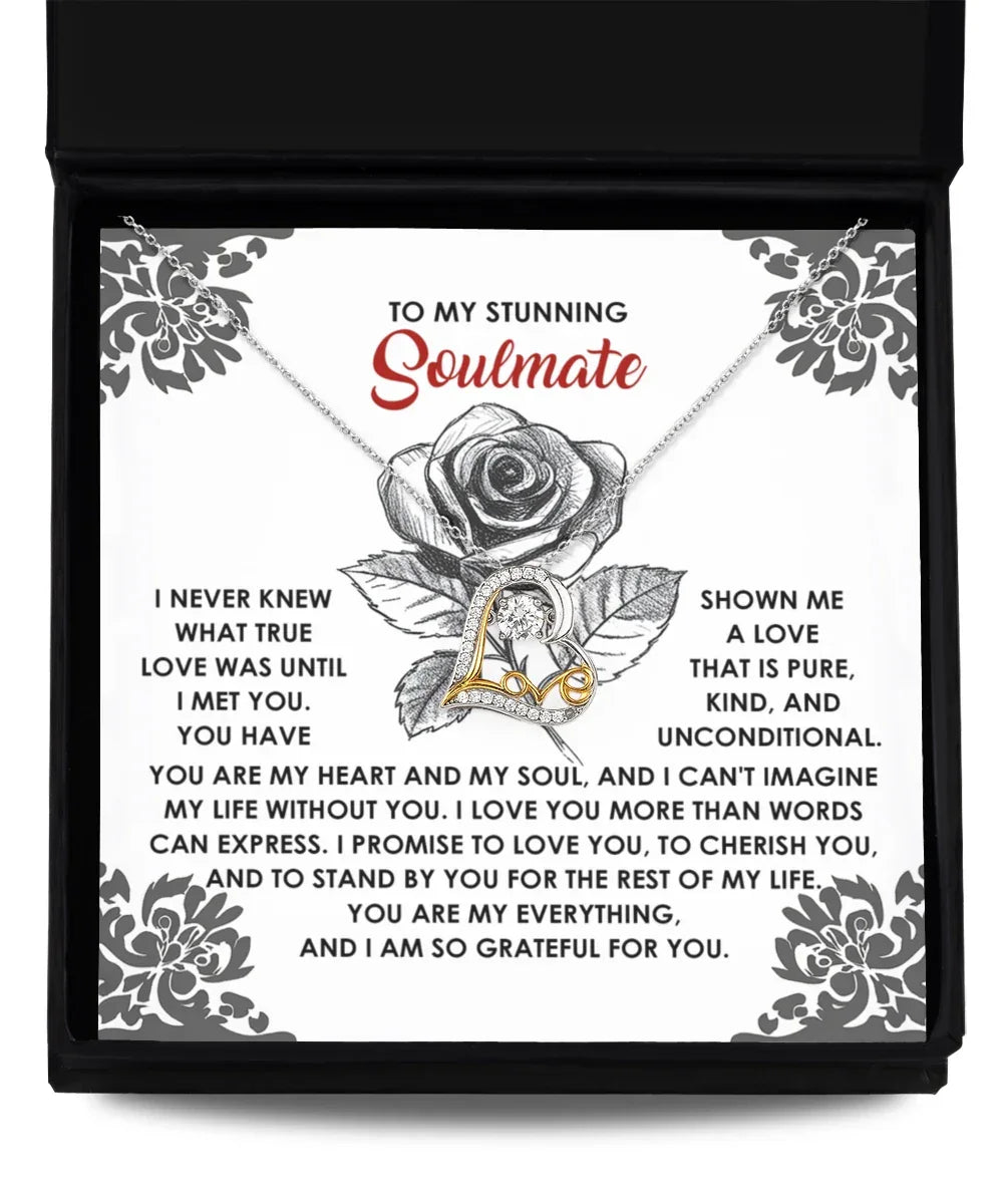 To My Stunning Soulmate - Love Dancing Heart Necklace – A Romantic Gift to Cherish and Celebrate Unconditional Love