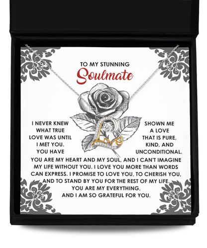 To My Stunning Soulmate - Love Dancing Heart Necklace – A Romantic Gift to Cherish and Celebrate Unconditional Love - Mallard Moon Gift Shop
