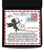To My Beautiful Soulmate - Love Dancing Heart Necklace – A Heartwarming Valentine’s Day Gift to Express Eternal Love