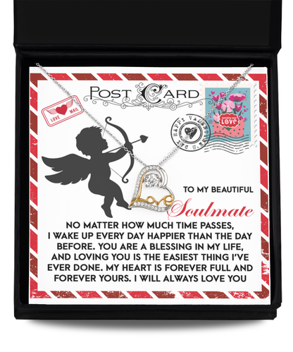 To My Beautiful Soulmate - Love Dancing Heart Necklace – A Heartwarming Valentine’s Day Gift to Express Eternal Love - Mallard Moon Gift Shop