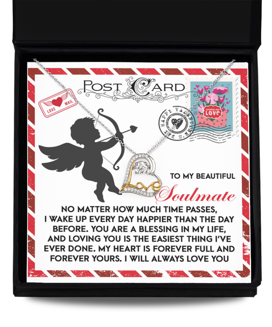 To My Beautiful Soulmate - Love Dancing Heart Necklace – A Heartwarming Valentine’s Day Gift to Express Eternal Love - Mallard Moon Gift Shop