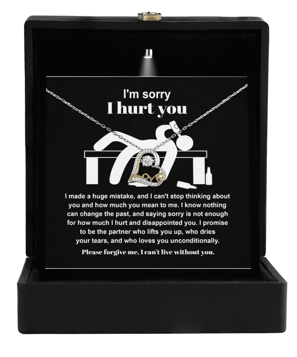 Apology Gift for Girlfriend, Wife, Soulmate - Sorry, Nothing Can Change The Past - Love Dancing Heart Pendant Necklace
