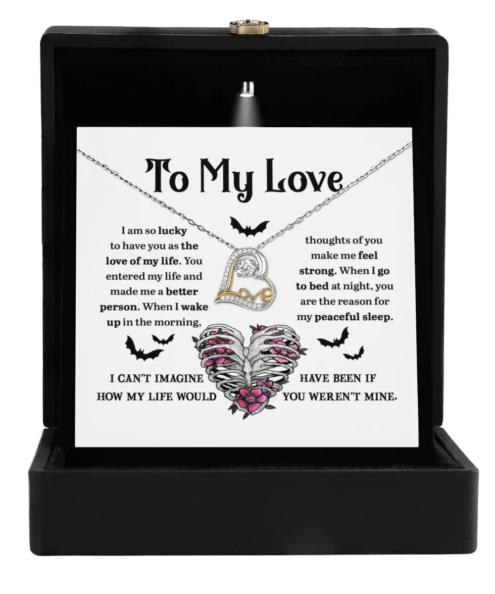 Soulmate, Wife, Girlfriend - Love of My Life Halloween Inspired Love Dancing Heart Necklace