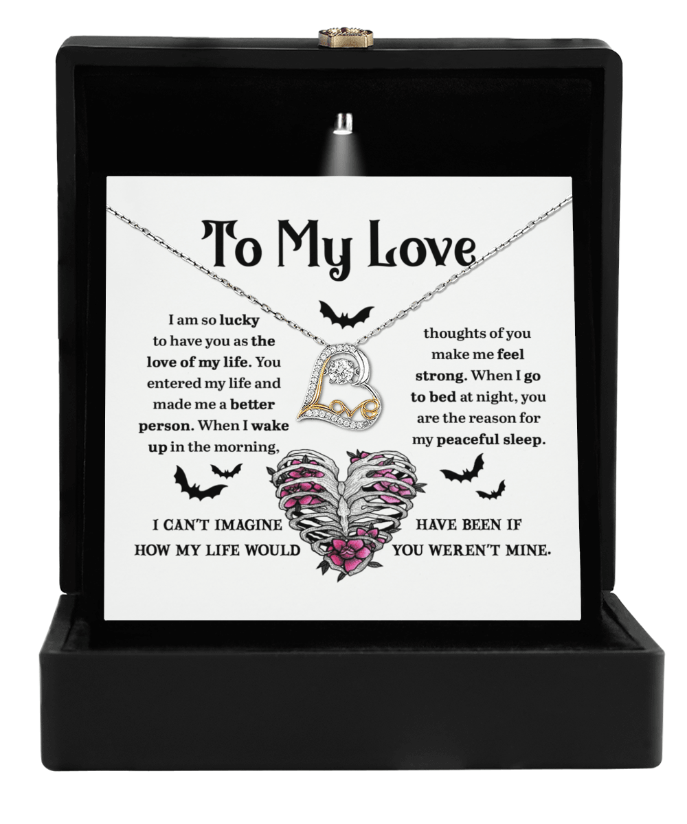Soulmate, Wife, Girlfriend - Love of My Life Halloween Inspired Love Dancing Heart Necklace - Mallard Moon Gift Shop