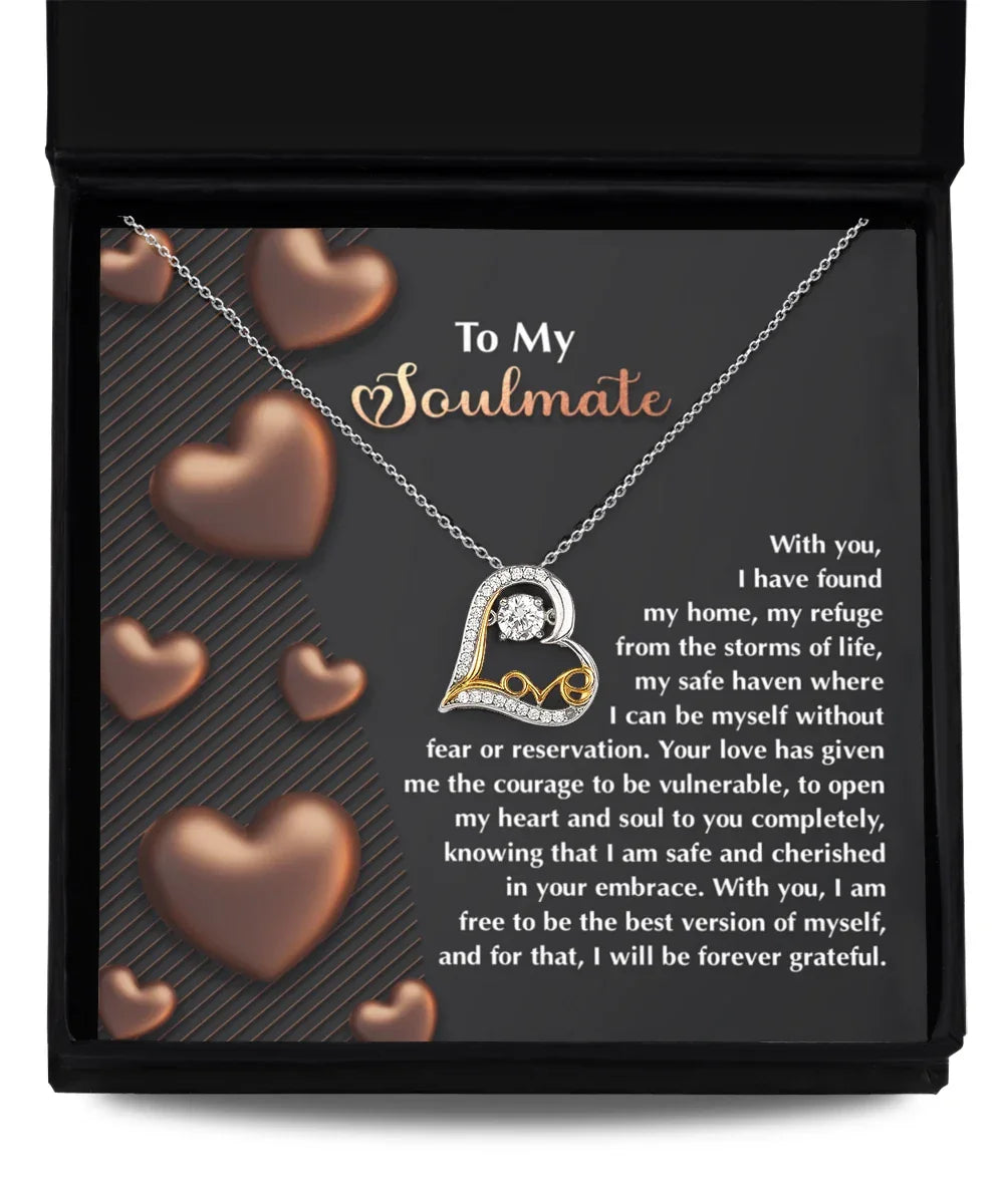 To My Soulmate - Love Dancing Heart Necklace – A Heartfelt Valentine’s Day Gift for Your Safe Haven and Forever Love