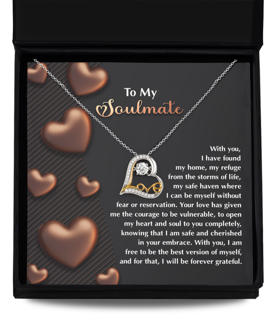 To My Soulmate - Love Dancing Heart Necklace – A Heartfelt Valentine’s Day Gift for Your Safe Haven and Forever Love - Mallard Moon Gift Shop