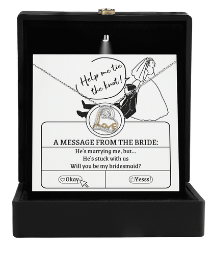 Bridesmaid Proposal Wedding Invite Will You Be My Bridesmaid Love Heart Pendant Necklace - Mallard Moon Gift Shop