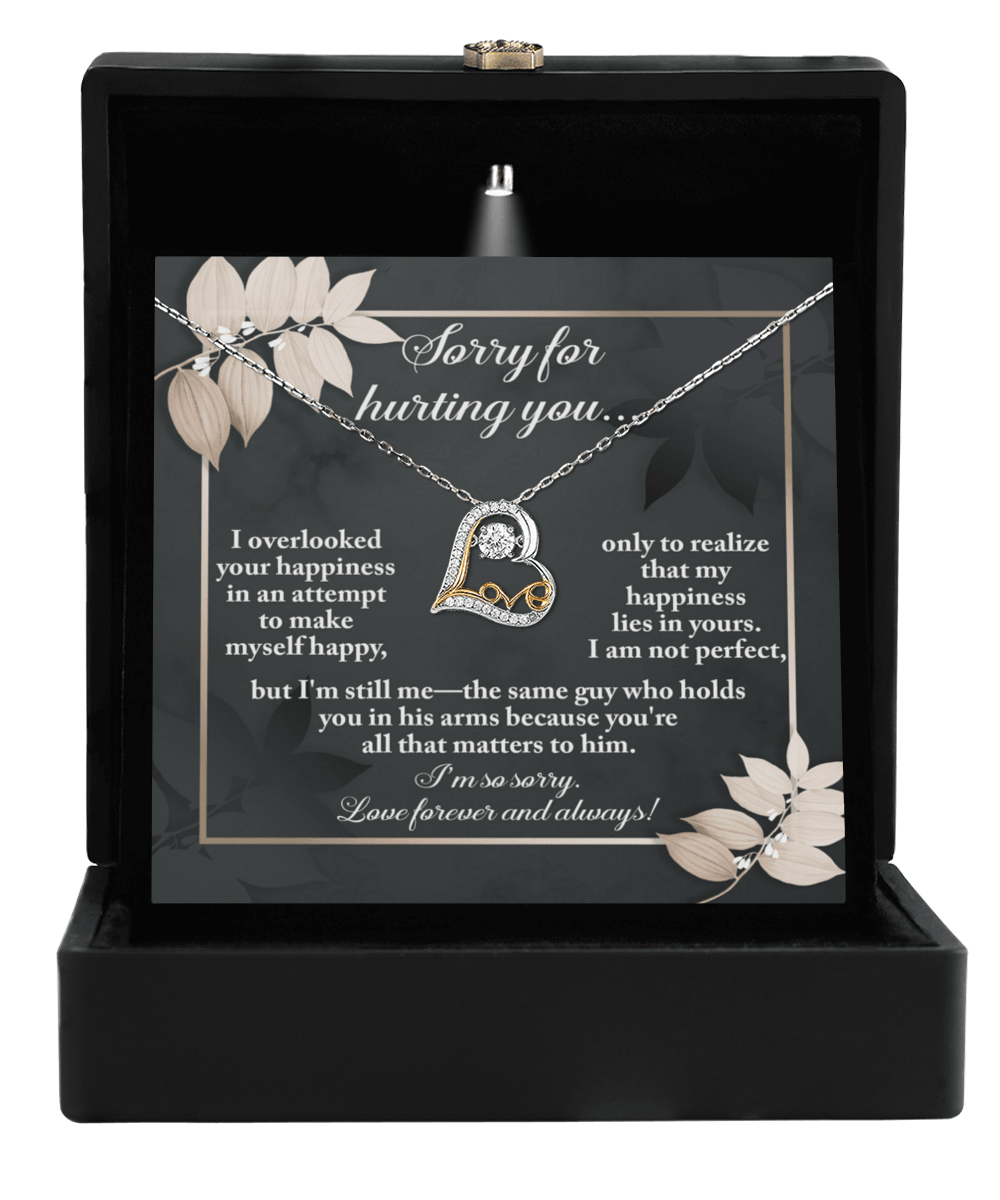 Apology Gift for Girlfriend, Wife, Soulmate - Sorry, Lies In Yours - Love Heart Pendant Necklace - Mallard Moon Gift Shop