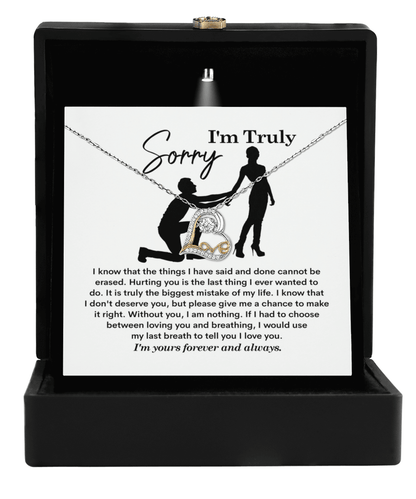 Apology Gift for Girlfriend, Wife - Sorry, My Last Breath - Love Heart Pendant Necklace - Mallard Moon Gift Shop