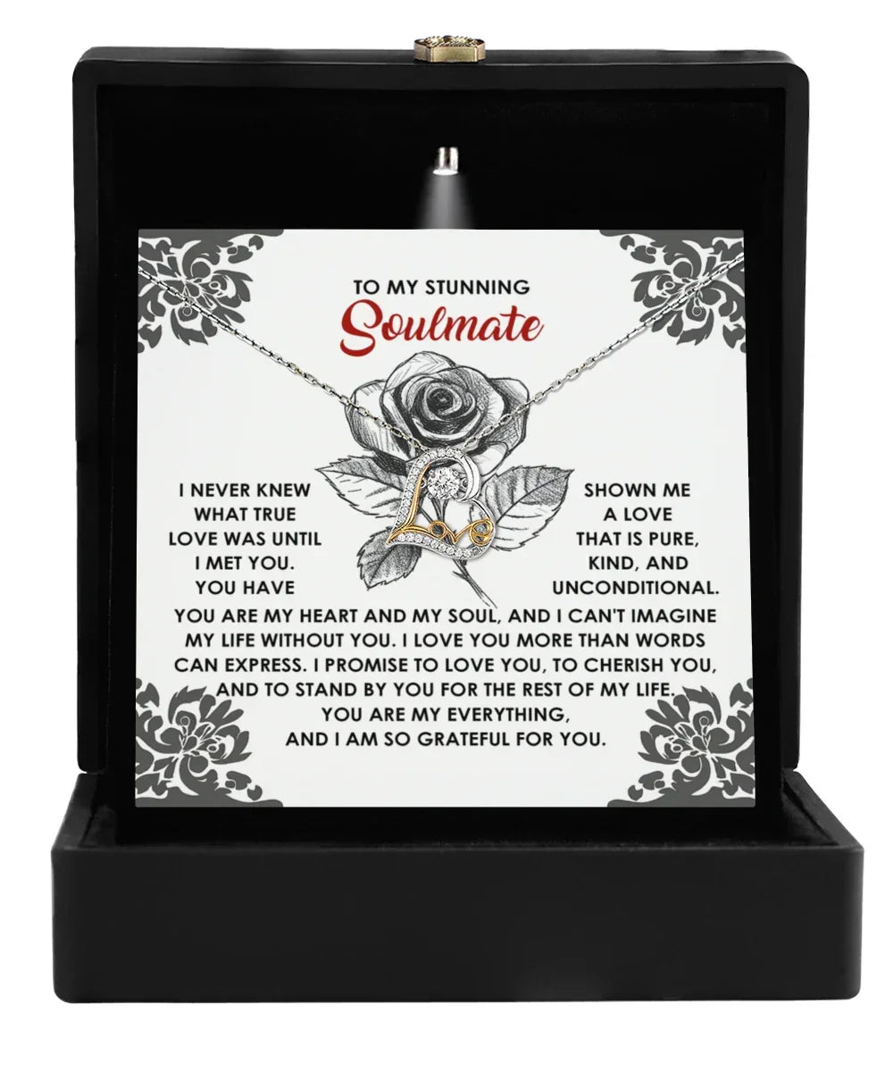 To My Stunning Soulmate - Love Dancing Heart Necklace – A Romantic Gift to Cherish and Celebrate Unconditional Love