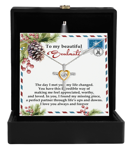 Soulmate, Wife, Girlfriend Romantic Gift - Perfect Partner -  Dancing Cross Pendant Necklace - Mallard Moon Gift Shop