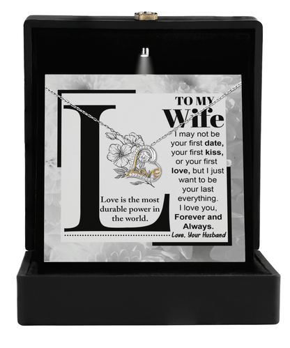 Wife Wedding Anniversary Birthday Romantic Gift from Husband First Kiss, Last Everything, Love Heart Pendant Necklace - Mallard Moon Gift Shop