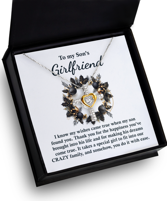 Gift for Son's Girlfriend - My Wishes Came True When He Found You - Dancing Cross Pendant Necklace - Mallard Moon Gift Shop
