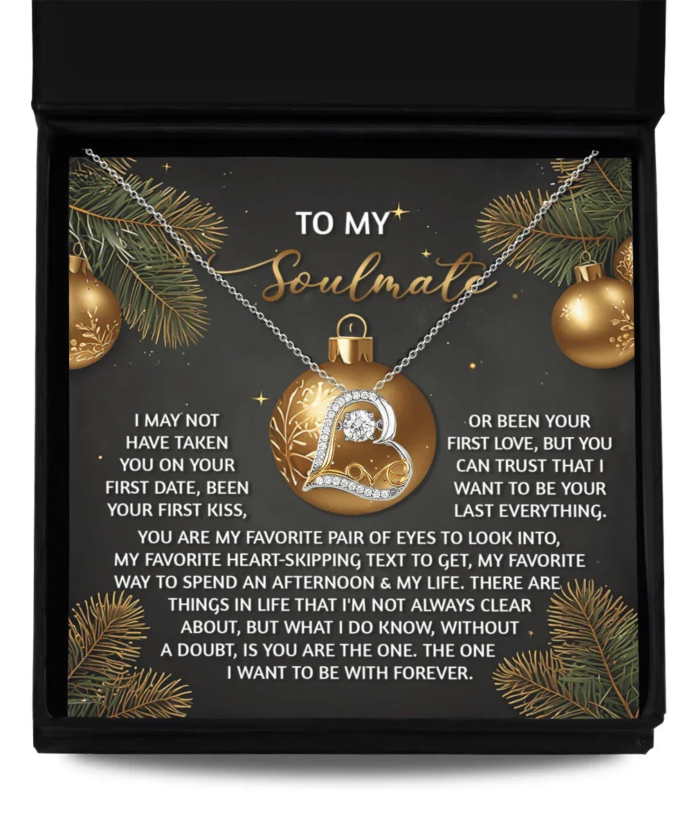 To My Soulmate Without A Doubt You Are The One Christmas Anniversary Heart Pendant Necklace for Wife Girlfriend Jewelry