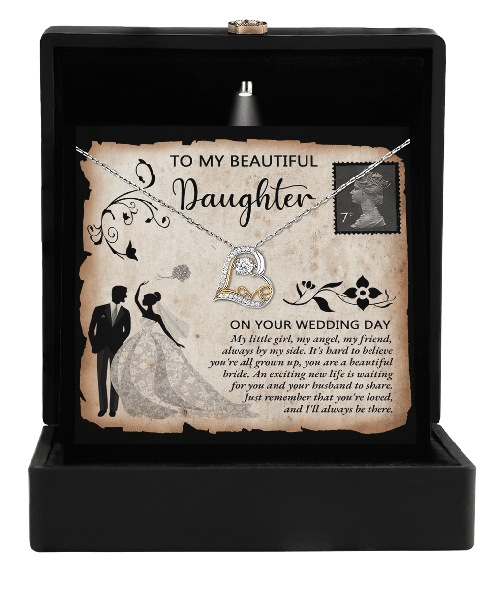 Daughter Wedding Day Gift, Dancing Love Heart Pendant Necklace, Gift for Bride - Mallard Moon Gift Shop