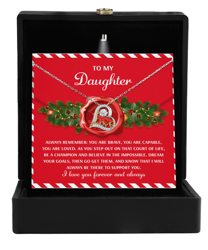 Daughter Christmas Present - Be A Champion - Love Dancing Heart Pendant Necklace - Mallard Moon Gift Shop