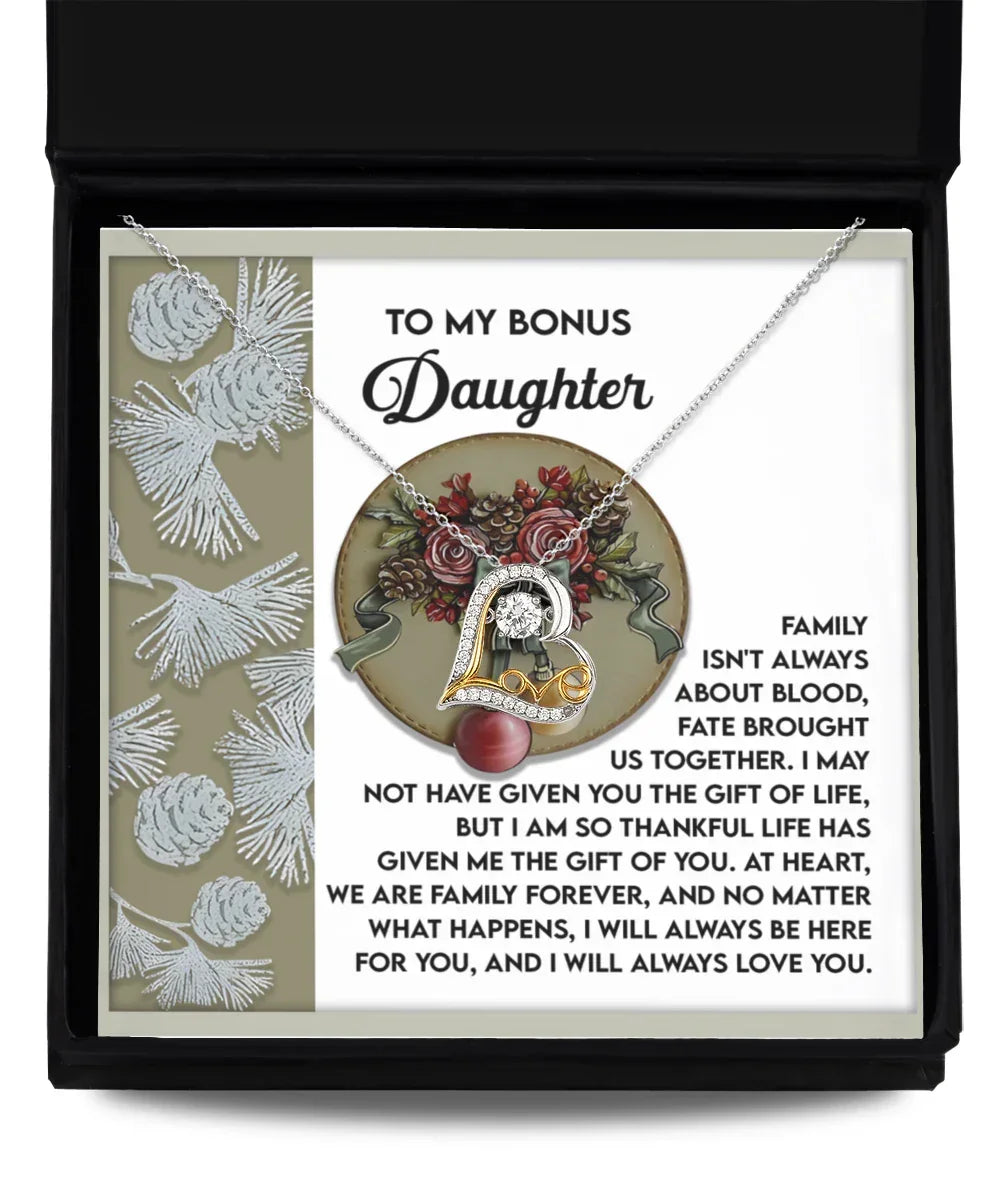 Gift for Bonus Daughter - Gift Of You - Love Dancing Heart Pendant Necklace