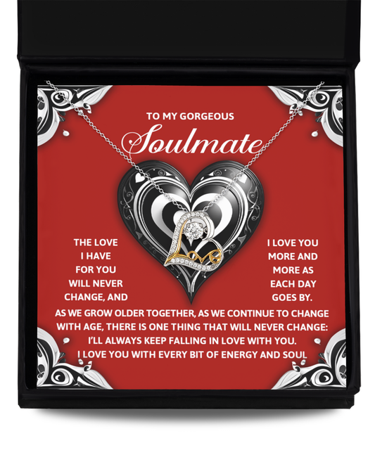 To My Gorgeous Soulmate - Love Dancing Heart Necklace – A Romantic Gift to Celebrate Everlasting Love - Mallard Moon Gift Shop