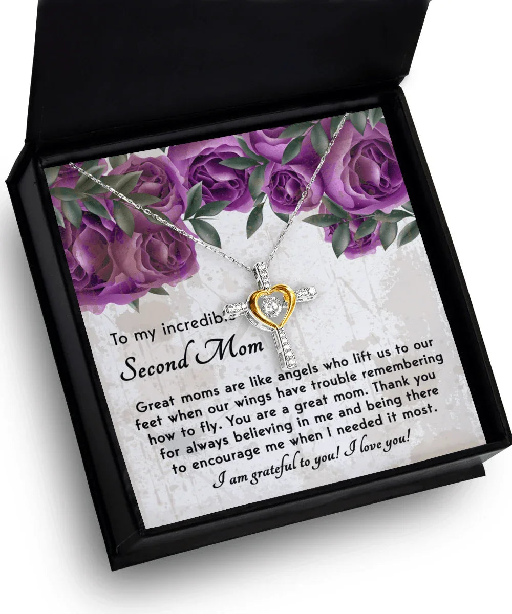 Bonus Mom Gift I am Grateful For You Cross Pendant Necklace