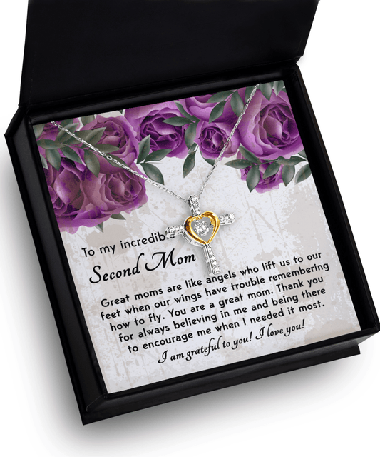 Bonus Mom Gift I am Grateful For You Cross Pendant Necklace - Mallard Moon Gift Shop