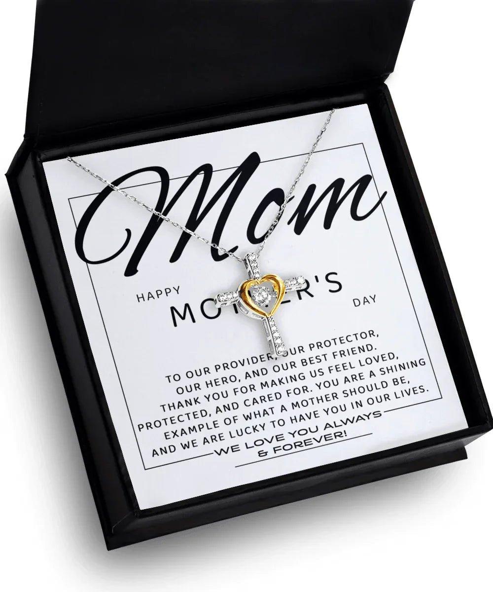 Happy Mother's Day Mom, You are Our Best Friend Cross Pendant Necklace