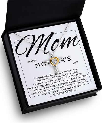 Happy Mother's Day Mom, You are Our Best Friend Cross Pendant Necklace - Mallard Moon Gift Shop