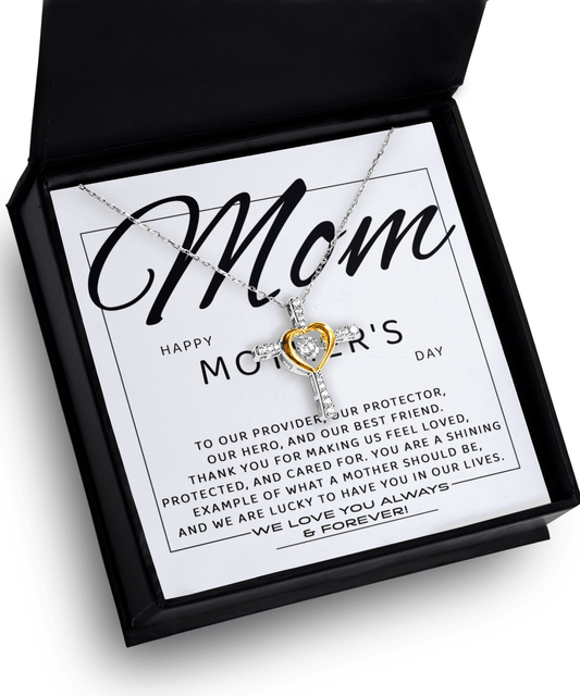 Happy Mother's Day Mom, You are Our Best Friend Cross Pendant Necklace - Mallard Moon Gift Shop