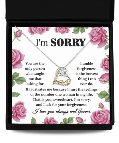 Apology Gift for Girlfriend, Wife, Soulmate-Sorry, Your Forgiveness-Love Dancing Heart Pendant Necklace - Mallard Moon Gift Shop