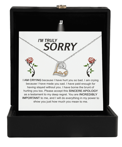Apology Gift for Girlfriend, Wife, Soulmate - Sorry, Made You Sad - Love Dancing Heart Pendant Necklace - Mallard Moon Gift Shop