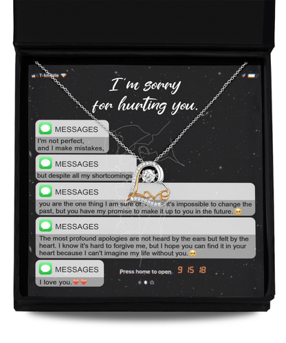 Apology Gift for Girlfriend, Wife, Soulmate - Sorry, Life Without You - Love Heart Pendant Necklace - Mallard Moon Gift Shop
