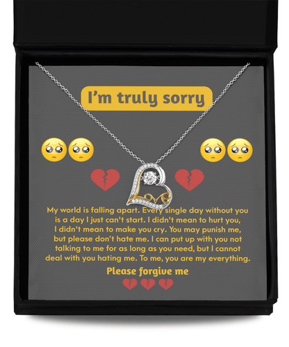 Apology Gift for Girlfriend, Wife, Soulmate - Sorry, Make You Cry - Love Dancing Heart Pendant Necklace - Mallard Moon Gift Shop