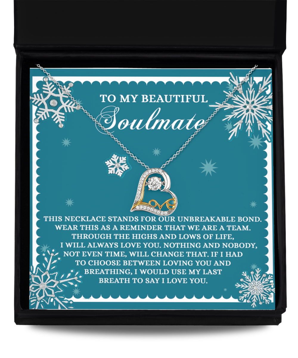 Gift for Soulmate - A Team - Love Dancing Heart Pendant Necklace - Mallard Moon Gift Shop