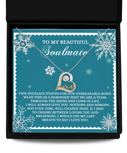 Gift for Soulmate - A Team - Love Dancing Heart Pendant Necklace - Mallard Moon Gift Shop