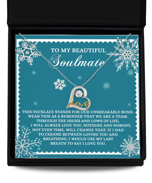 Gift for Soulmate - A Team - Love Dancing Heart Pendant Necklace - Mallard Moon Gift Shop