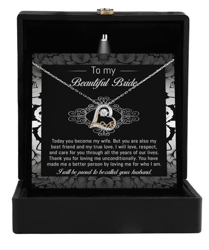 Bride Wedding Day Gift - My True Love - Love Dancing Heart Pendant Necklace - Mallard Moon Gift Shop