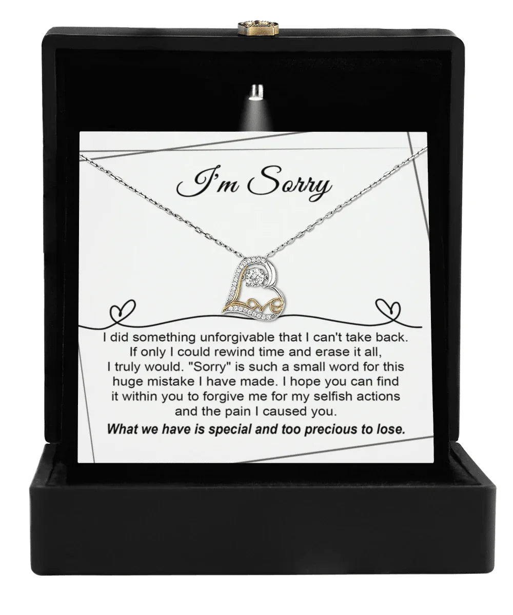 Apology Gift for Girlfriend, Wife, Soulmate - I'm Sorry, Forgive Me for the Pain I Caused You - Love Heart Pendant Necklace